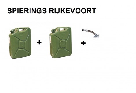 Jerrycan 2x 20L staal gebruikt  en 1x schenktuit inc verzenden (NL)